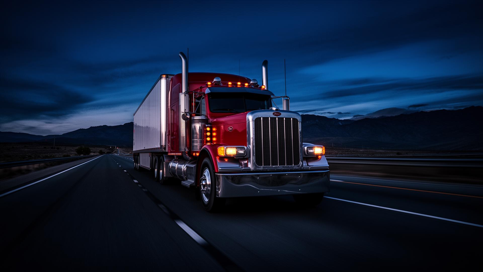 American semi truck on US highway